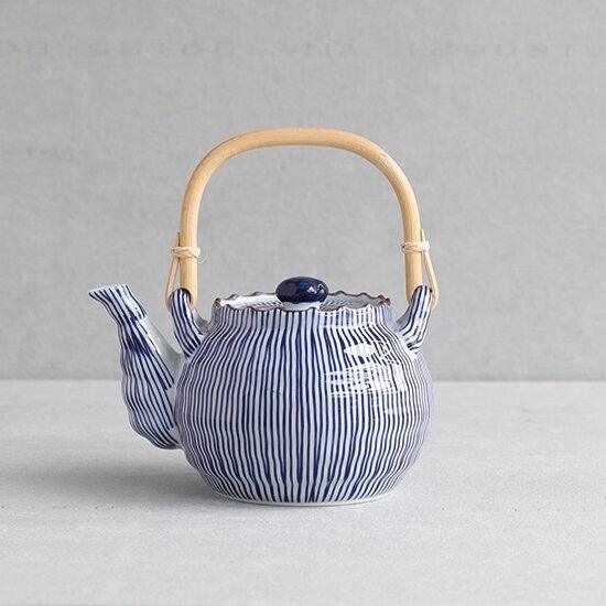日本製 有田燒 藍色十草茶壺|陶瓷茶壺 花茶壺 茶具 - 富士通販