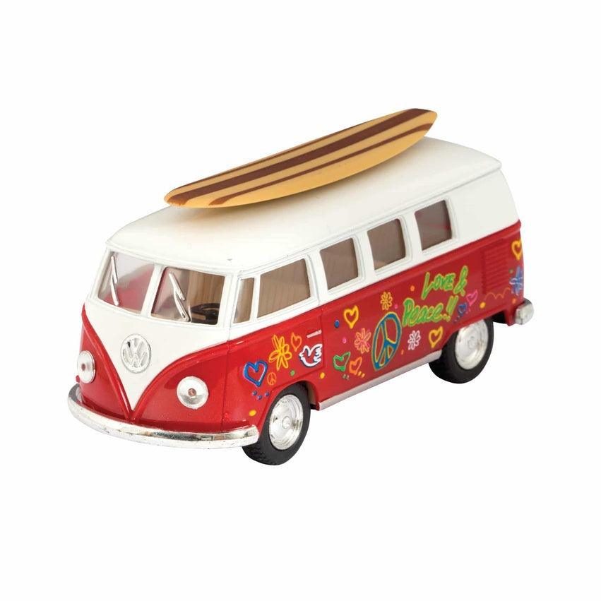 日本 1962 VW 福斯塗鴉款迴力車 附衝浪板| 1/32 巴士合金車模型 - 富士通販