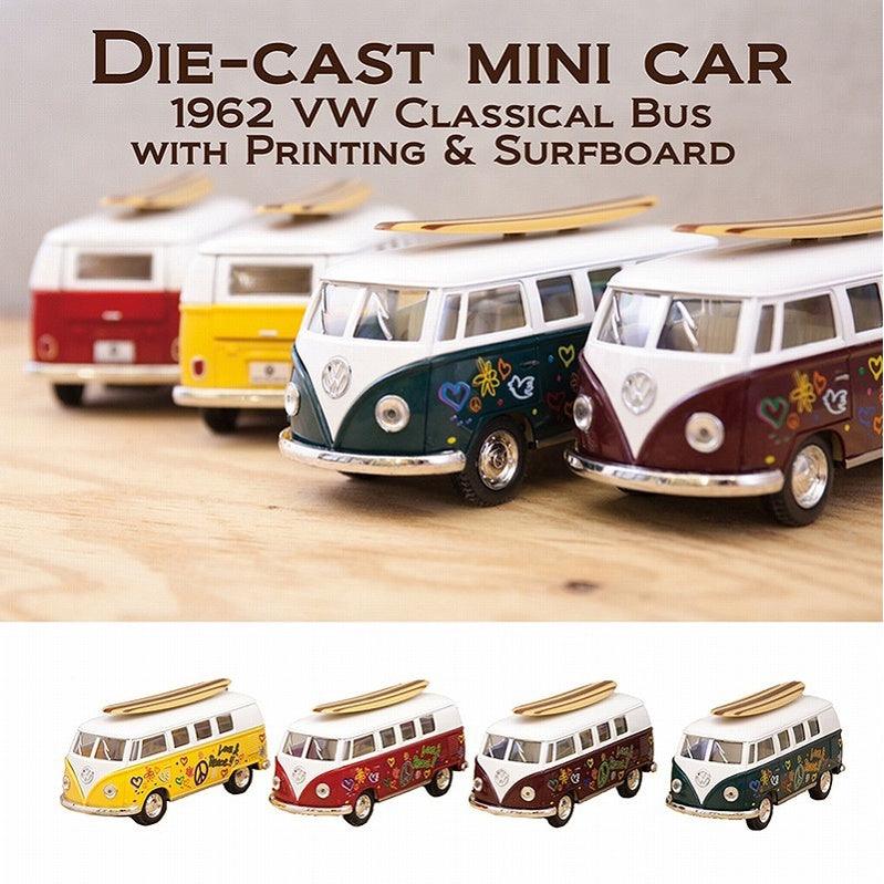 日本 1962 VW 福斯塗鴉款迴力車 附衝浪板| 1/32 巴士合金車模型 - 富士通販