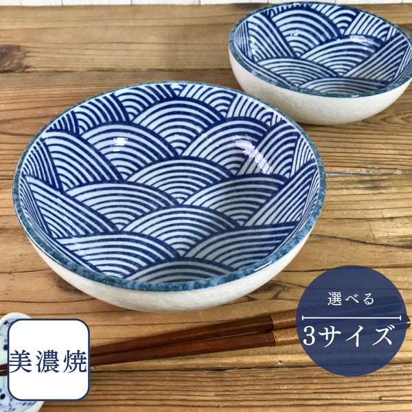 日本製 美濃燒 白雪青海波大碗 | 拉麵碗 大缽 大碗公 陶瓷碗 沙拉碗