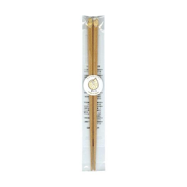 日本製 田中箸店 天然木貓咪筷子22.5cm | 抗菌 親子筷 童筷 環保筷