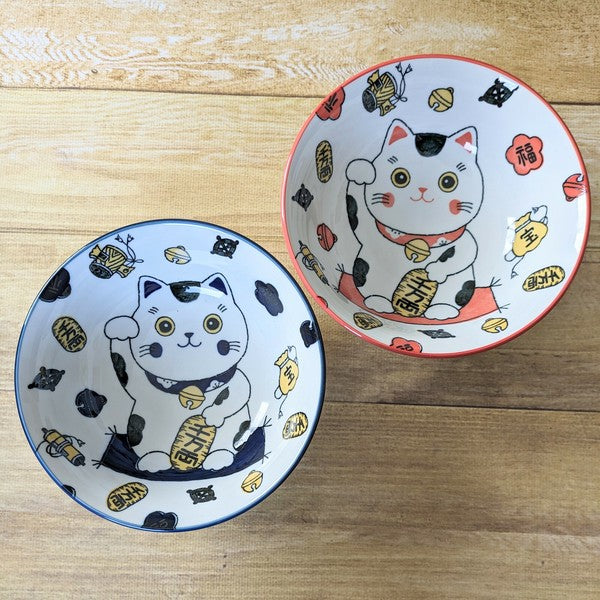 日本製 美濃燒 招財貓陶瓷拉麵碗 | 大碗 拉麵碗 碗公 湯碗 貓咪碗 多用碗 丼飯碗
