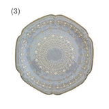 日本製 美濃燒 花邊摩洛哥大盤 絕美灰藍24cm | 沙拉盤 古典歐式六角盤