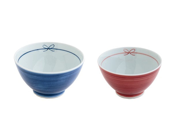 日本製 波佐見燒 蝴蝶結造型夫妻茶碗&對筷 禮盒組 ｜結婚禮物 碗禮盒 對筷禮盒