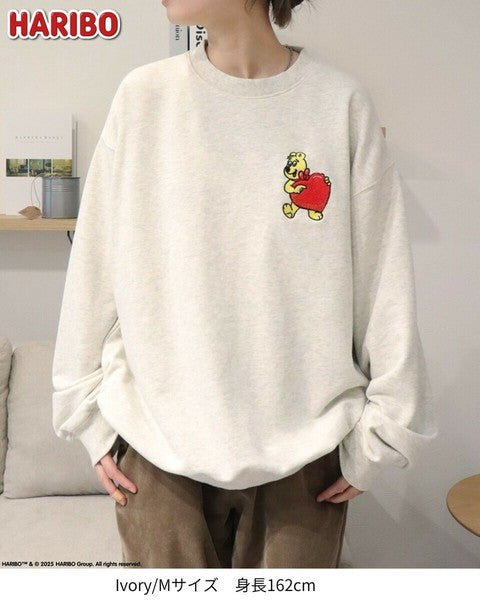 日本代購 愛心熊 刺繡大學T HARIBO 情侶大學t 大學t 情侶裝冬天 日系大學t 衛衣女 衛衣男