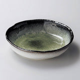 日本製 美濃燒 冰裂紋釉色墨綠中鉢 19cm | 6吋盛鉢 盛菜碗 中鉢 深盤 陶瓷盤 菜盤