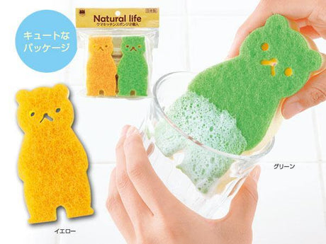 日本製 小熊廚房海綿 (2入組) ｜廚房海綿 去汙 多功能海綿 菜瓜布 海綿 廚房清潔 - 富士通販