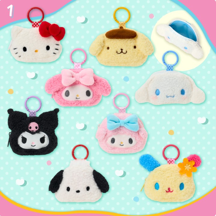 日本 三麗鷗 臉型迷你小包｜零錢包 收納包 隨身小包 飾品包 Hello Kitty 布丁狗 酷洛米