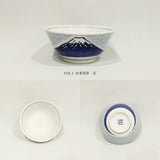 日本製 手繪和風質感 富士山青海波湯碗15cm 紅色/藍色｜陶瓷碗 丼飯碗 拉麵碗 碗公