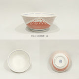 日本製 手繪和風質感 富士山青海波湯碗15cm 紅色/藍色｜陶瓷碗 丼飯碗 拉麵碗 碗公