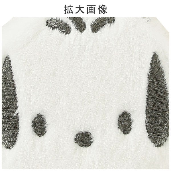 【三麗鷗】圓形刺繡雙面隨身鏡 附登山扣｜日常補妝鏡 放大鏡 毛絨隨身鏡 包包掛飾