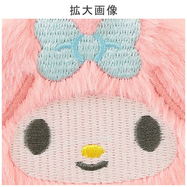 【三麗鷗】圓形刺繡雙面隨身鏡 附登山扣｜日常補妝鏡 放大鏡 毛絨隨身鏡 包包掛飾