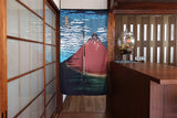 日式和風居家玄關隔簾 85×150cm 和風門簾 葛飾北斎 富士山｜富士山門簾 門簾兩片式 廚房門簾