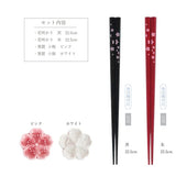 日本製 金粉櫻花筷子筷架禮盒｜22.5cm 抗菌塗層 對筷 日本筷子 竹筷子 筷架