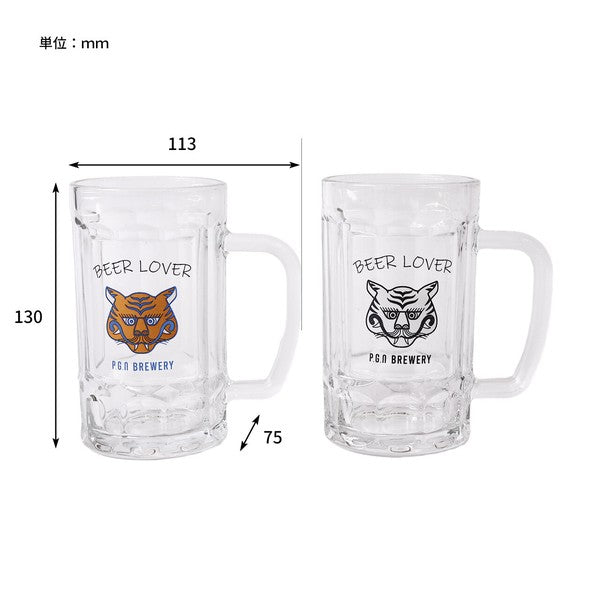 POST GENERAL 400ml 老虎圖案啤酒杯2入禮盒 | 啤酒杯 對杯組 父親節禮物