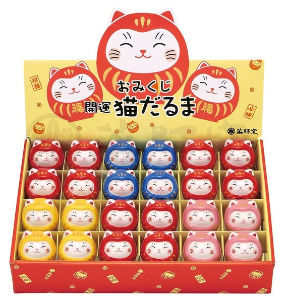 日本 藥師窯 達摩招財貓擺飾 附大吉籤詩 四色 | 幸運不倒翁 開運 招財 居家 辦公裝飾