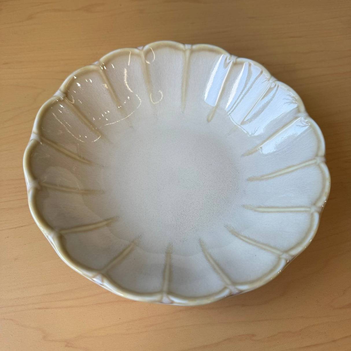 日本製美濃燒復古花邊造型米白色/松花綠餐盤