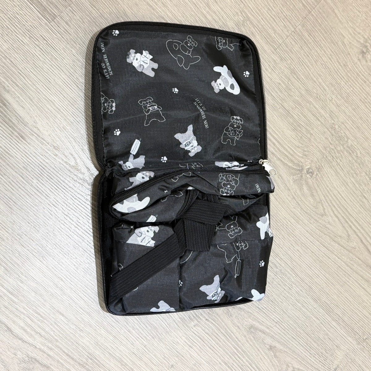 雪納瑞圖案可折疊行李袋 M L｜日系旅行收納袋 出遊收納包 折疊旅行包