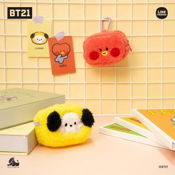 BT21 minini 絨毛 小物收納包｜零錢包 包包吊飾 AirPods包 - 富士通販