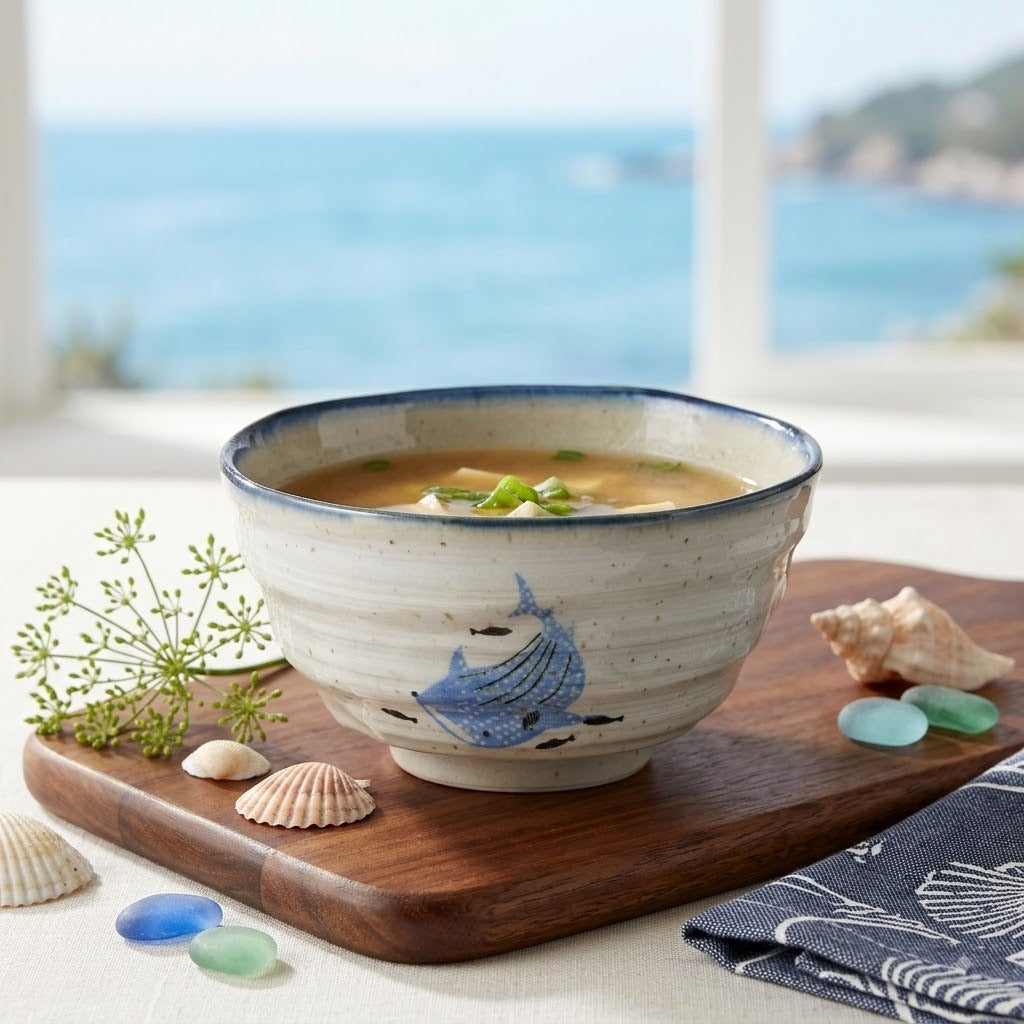 日本製 波間甚兵衛 鯨鯊 療癒手繪 美濃燒 陶瓷飯碗 | 湯碗 日式餐具 海洋生物 陶瓷碗