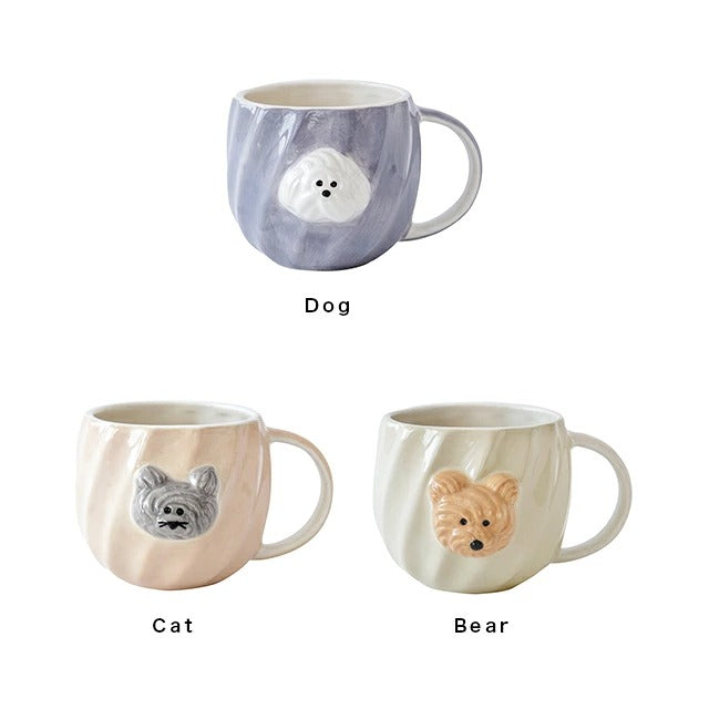 日本 BISQUE 質感動物立體造型馬克杯390ml 三款 貓咪杯子 可愛馬克杯 兒童水杯