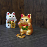 日本 RYUKODO 龍虎堂貼臉招財貓｜白色和金色招財貓擺飾 開店送禮 - 富士通販