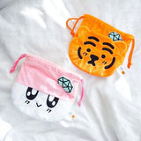 韓國文創 BONGBONGEE x MUZIK TIGER  絨布束口袋 | 拉繩束口袋 小提袋