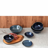 日本製 輕量 窯變藍色餐具∣大盤 茶碗 飯碗