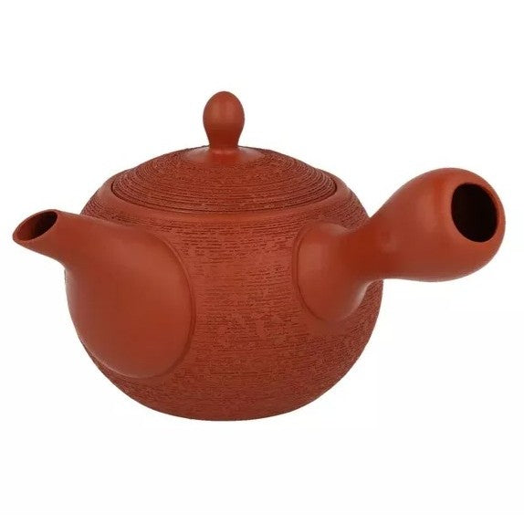 日本製 常滑燒 人水朱泥大容量急須茶壺 400ml | 蜂巢式濾網 側把壺 朱泥茶壺