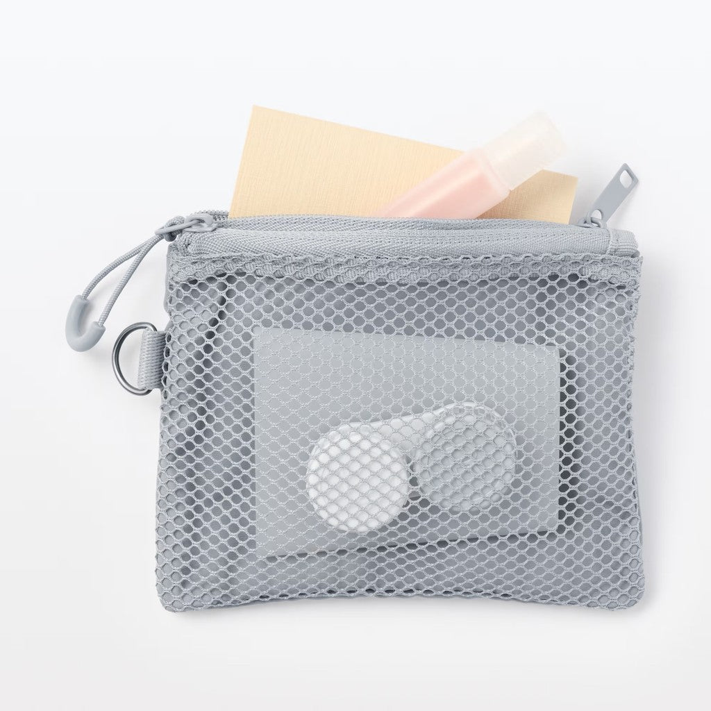 日本 無印良品 MUJI 聚酯纖維雙拉鏈包S 零錢包 雙層零錢包 小收納包