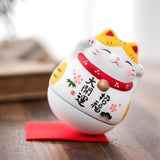 日本 藥師窯 不倒翁招財貓 8cm | 幸福不倒 招福大開運 辦公擺飾 桌面擺飾