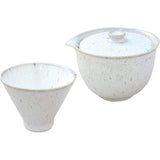 日本製 美濃燒 白釉窯變茶壺 茶杯︱煎茶杯 泡茶壺 茶具