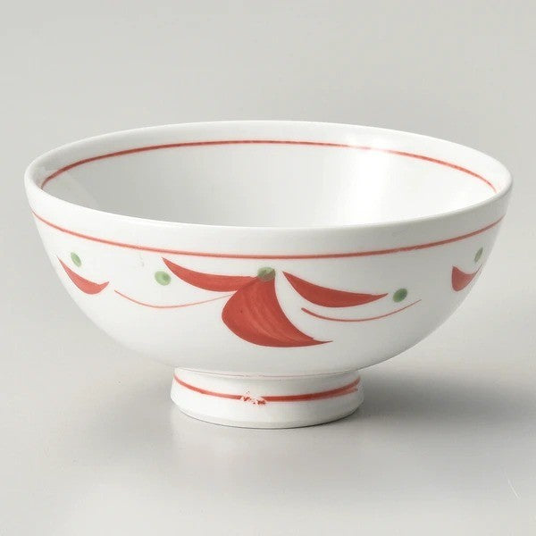 陶瓷碗 日本製 美濃燒 10cm｜赤繪花 赤野花 壽喜燒碗 小碗 飯碗 美濃燒碗 日式碗 餐具碗 復古碗