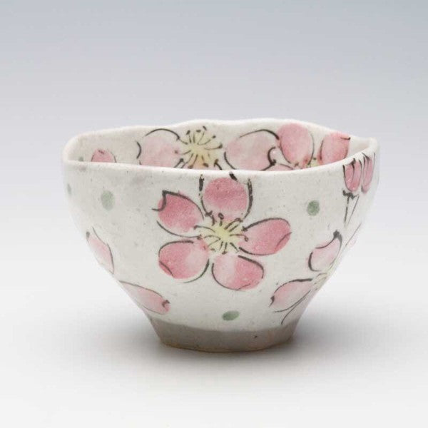 櫻花碗 日本製 春日粉引櫻花陶碗 粉 紫 11.2cm｜瀨戸燒 日式碗 古早碗 舞陶館 陶瓷碗 飯碗 碗