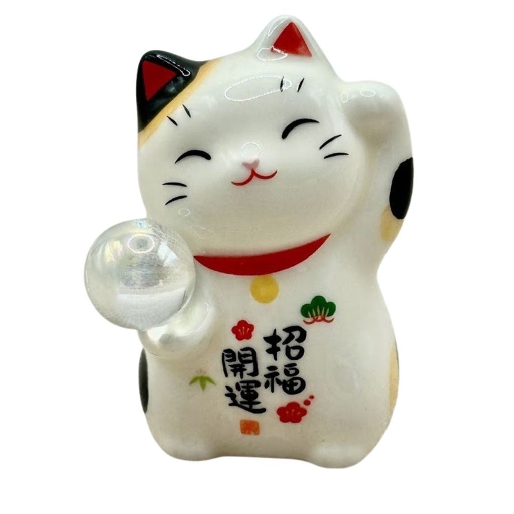 日本 藥師窯 招福玉招財貓 | 彩玉 金運 招福 水晶 迷你招財貓 新年吉祥物 桌面擺設 小招財貓 開運