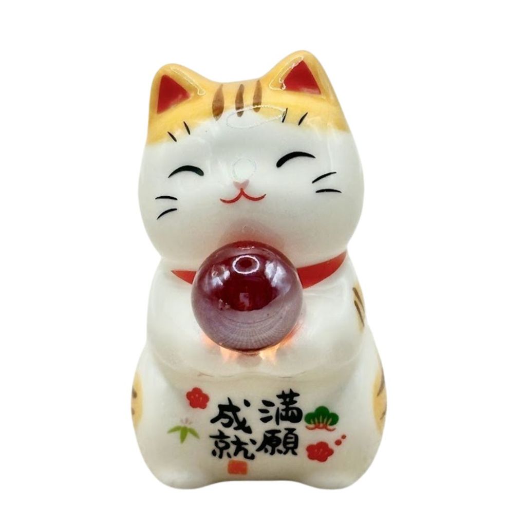 日本 藥師窯 招福玉招財貓 | 彩玉 金運 招福 水晶 迷你招財貓 新年吉祥物 桌面擺設 小招財貓 開運