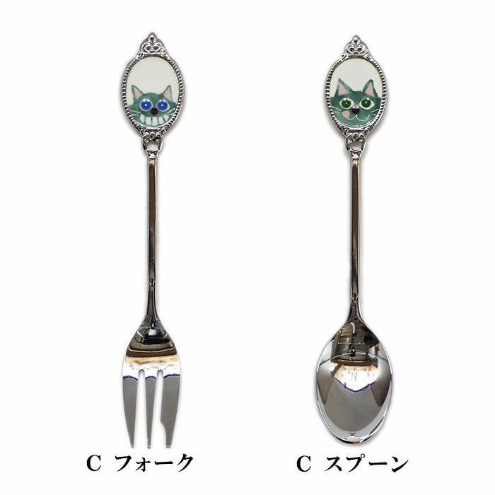 日本製 高桑金屬 燕三條 琺瑯七寶貓咪餐具 | 湯匙 叉子 水果叉