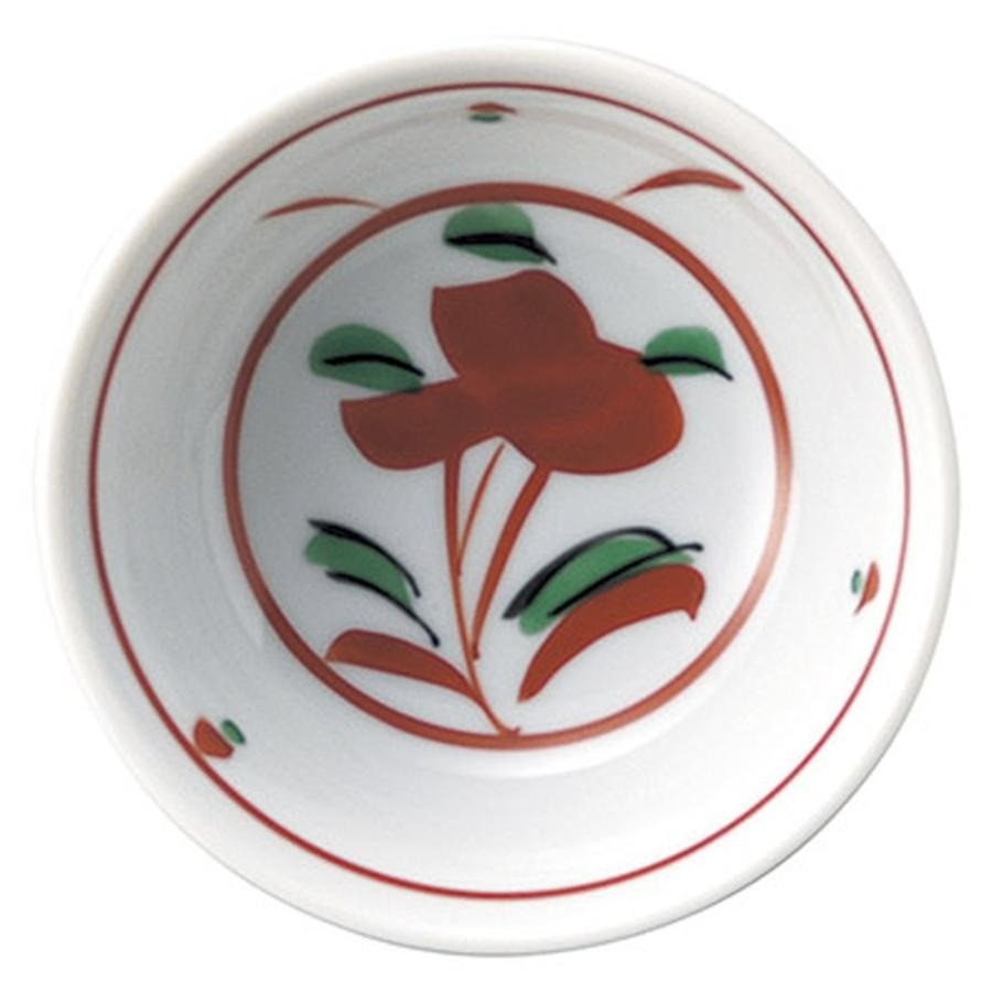 陶瓷碗 日本製 美濃燒 10cm｜赤繪花 赤野花 壽喜燒碗 小碗 飯碗 美濃燒碗 日式碗 餐具碗 復古碗