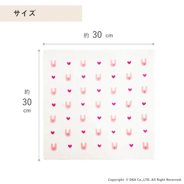 日本 Oka 銀離子Ag+抗菌抹布 30x30cm 兔子 花 貓咪｜吸水抹布 碗盤擦拭布