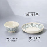 日本製 美濃燒 粉引紺十草 陶瓷碗盤 | 線條餐盤 日本餐盤 圓盤 飯碗 小碗 陶瓷盤 盤子 日本碗