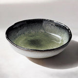 日本製 美濃燒 冰裂紋釉色墨綠中鉢 19cm | 6吋盛鉢 盛菜碗 中鉢 深盤 陶瓷盤 菜盤