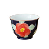 日本製 有田燒 手繪釉彩紅色椿花茶具3入組 側把茶壺 茶杯｜泡茶壺 陶瓷茶杯 入厝禮盒
