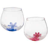 日本製 Flora 漂浮花玻璃對杯禮盒 320ml｜冷水杯 酒杯 入厝禮物 結婚禮物