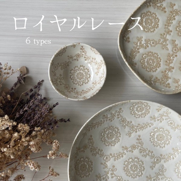 日本製 優雅蕾絲花邊造型陶瓷小碗｜美濃燒 水果碗