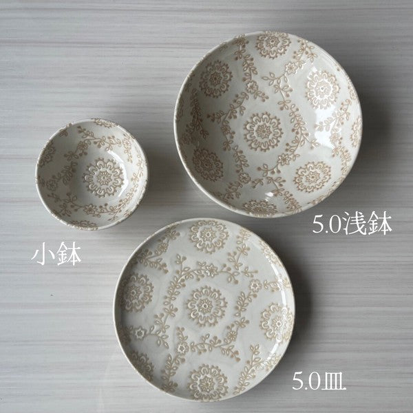日本製 優雅蕾絲花邊造型陶瓷小碗｜美濃燒 水果碗