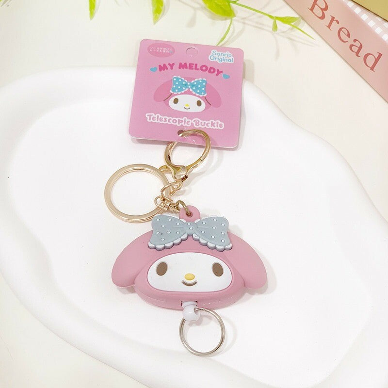日本 正版三麗鷗 矽膠伸縮鑰匙圈 | Sanrio 易拉扣 鑰匙扣 酷洛米 美樂蒂 凱蒂貓