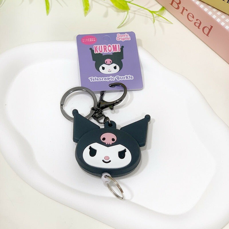 日本 正版三麗鷗 矽膠伸縮鑰匙圈 | Sanrio 易拉扣 鑰匙扣 酷洛米 美樂蒂 凱蒂貓