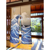 日本製 白波神奈川沖浪裏 葛飾北斎白波 廚房門簾 日式門簾 透光門簾 長門簾 85×150cm 85×120cm 85×90cm