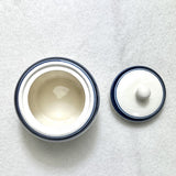 日本製 六魯rokuro 昭和復古深藍線條陶瓷調味料罐 附蓋300ml｜醬油罐 鹽罐 糖罐 廚房調味收納
