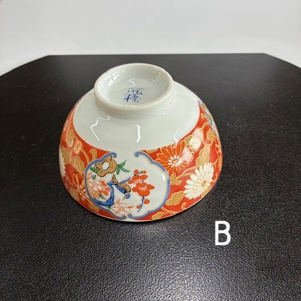 日本製 美濃燒 伊萬里風手繪花卉飯碗 | 職人窯燒陶瓷飯碗 日本廚房陶瓷碗 湯碗 茶碗 日式風格碗